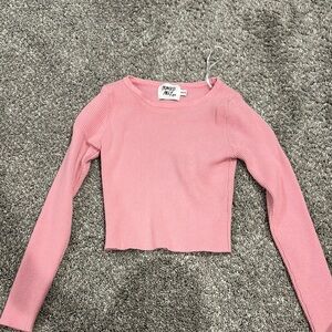Pink Long Sleeve Ribbed Top